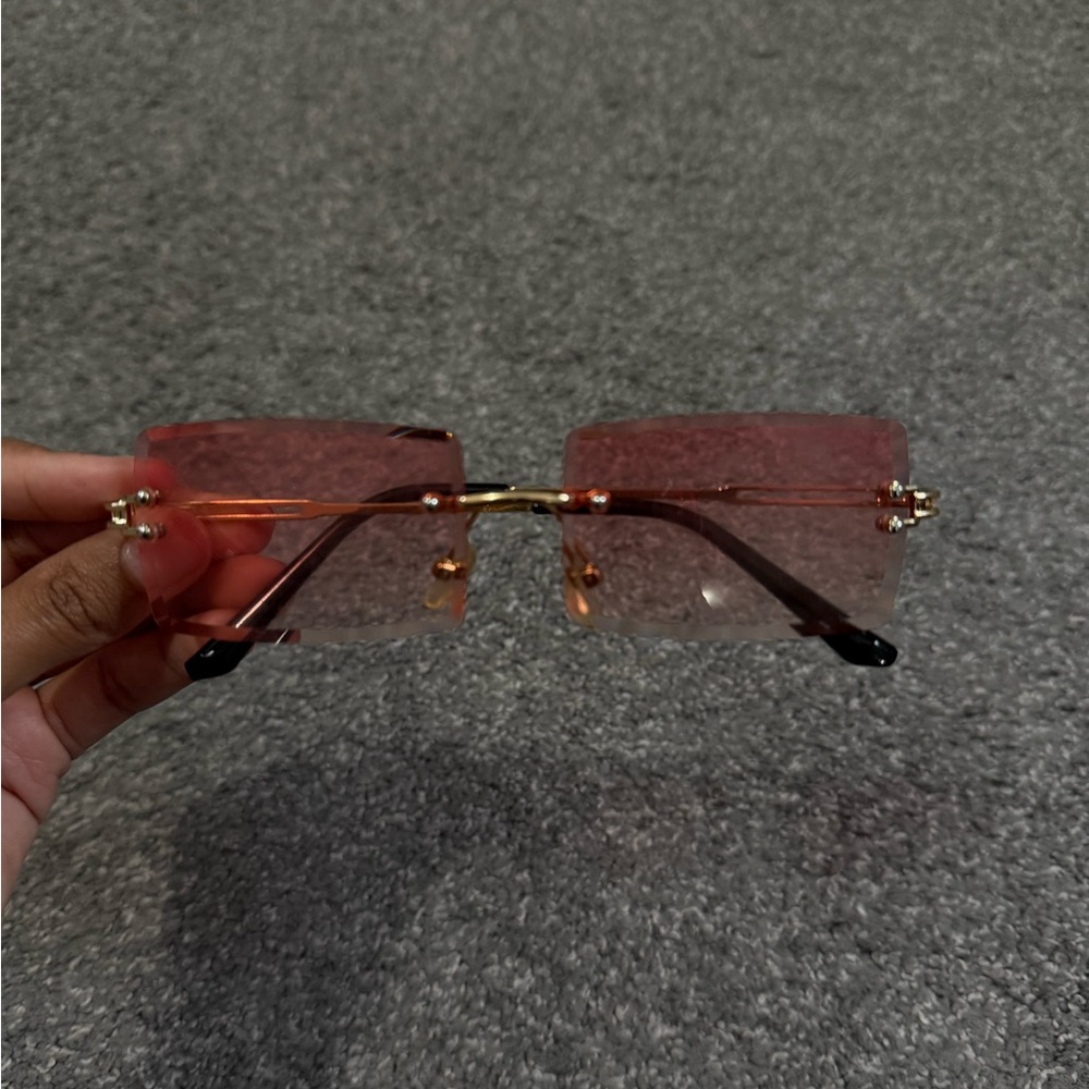 Shein red frame square glasses